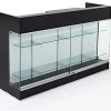 6ft Cash Wrap W/Display Case Front, Tempered Glass, Locking Drawers & Shelves - Black