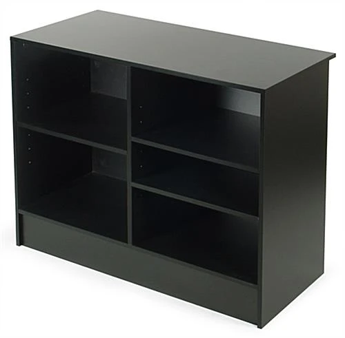 Store Cash Wrap Counter: 48" Wide Low Style - Black Melamine Store Cash Wrap Counter: 48" Wide Low Style - Black Melamine -Displays2go Shop mrcwr48bk.ra1 preview