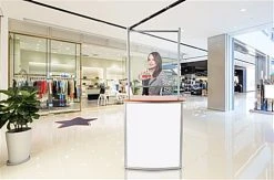 30"w Portable Counter W/ PET Sneeze Guard & Inner Shelf - Brown -Displays2go Shop pcsgb.ra7 preview