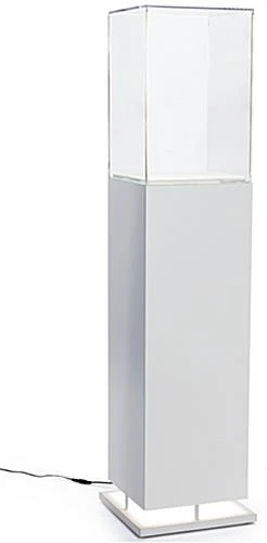 13" Pedestal Display Case, Bottom Lit, Interior LED Lights - White