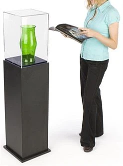 Workshop Series 13"w Pedestal Display Case, Locking Acrylic Top - Black -Displays2go Shop pedstndblk.ra2 preview