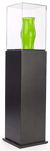 Workshop Series 13"w Pedestal Display Case, Locking Acrylic Top - Black