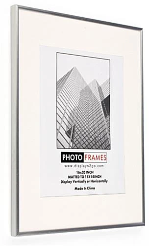 16 x 20 Poster Frame for Wall, Matted to 11 x 14, White Mat, 3/8" Profile - Silver 16 X 20 Poster Frame For Wall, Matted To 11 X 14, White Mat, 3/8" Profile - Silver -Displays2go Shop pfa10sv162.rw preview