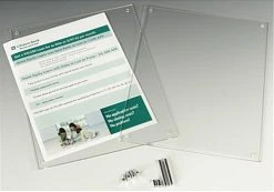 8.5 X 11 Acrylic Sign Holder With Standoff Hardware, Slant Back - Clear 2 8.5 X 11 Acrylic Sign Holder With Standoff Hardware, Slant Back - Clear -Displays2go Shop pfws8511pv.ra2 preview