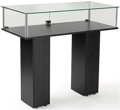 46" Display Case With Pedestal Design, Rear Hinged Doors, Frameless - Black