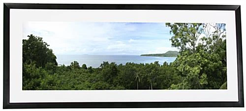 36" x 12" Black Panoramic Picture Frame with White Mat Board 36" X 12" Black Panoramic Picture Frame With White Mat Board -Displays2go Shop pnfa3612mb straighton preview