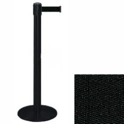 38" Black Stanchion Post With 7.5' Retractable Belt - Black