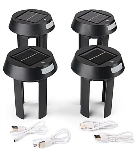 Stanchion Mount LED Light Topper, Solar or USB Charging, Low-Light Sensor, Set of 4 Stanchion Mount LED Light Topper, Solar Or USB Charging, Low-Light Sensor, Set Of 4 -Displays2go Shop qpsolt4.ra8 preview