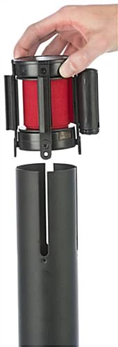 QueuePole.Economy 41.5" Black Stanchion Post w/ Red Belt - 1 Color Printing QueuePole.Economy 41.5" Black Stanchion Post W/ Red Belt - 1 Color Printing -Displays2go Shop rccblt1crd.ra8 preview
