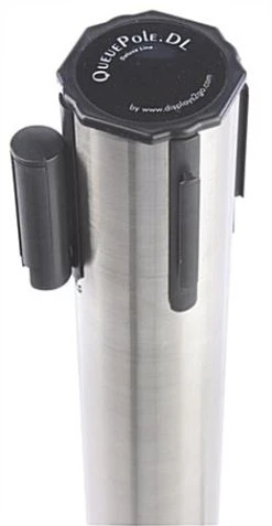 QueuePole 40" Stanchion Post With 9.5' Blue Retractable Belt - Silver -Displays2go Shop rccdssbrbl.ra2 preview