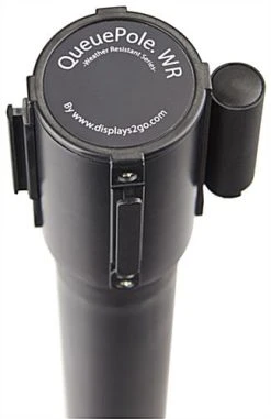 QueuePole.Economy 41.5" Black Outdoor Stanchion Post With 6.5' Black Retractable Belt -Displays2go Shop rccodebk.ra4 preview