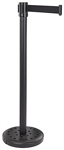 QueuePole.Economy 41.5" Black Outdoor Stanchion Post With 6.5' Black Retractable Belt