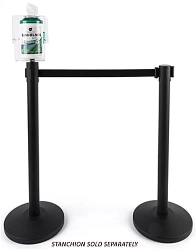 Stanchion Hand Sanitizer Topper, Height Adjustable Wipe Dispenser - Clear Stanchion Hand Sanitizer Topper, Height Adjustable Wipe Dispenser - Clear -Displays2go Shop rccplstwipe2.ra5 preview
