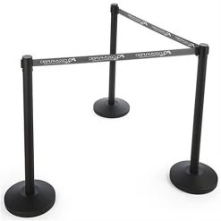 QueuePole.Economy 6.5' Stanchion Belt W/ 1 Color Custom Silkscreen Printing - Gray -Displays2go Shop rccrb1cgy.ra3 preview