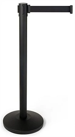 QueuePole.Economy 41.5" Black Stanchion Post With 6.5' Black Retractable Belt