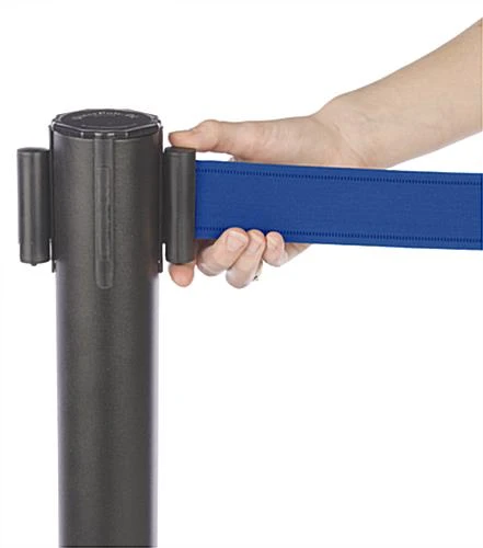 QueuePole.Economy 41.5" Black Stanchion Post with 6.5' Blue Retractable Belt QueuePole.Economy 41.5" Black Stanchion Post With 6.5' Blue Retractable Belt -Displays2go Shop rccstblu03.ra1 preview