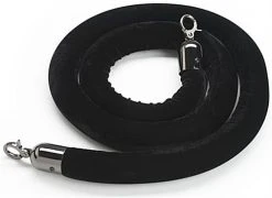 6.5’ Velvet Stanchion Rope With Black Clasps - Black