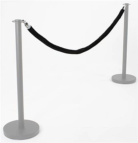 6.5' Velvet Stanchion Rope with Chrome Clasps - Black 6.5' Velvet Stanchion Rope With Chrome Clasps - Black -Displays2go Shop rp2mbkch01.ra1 preview