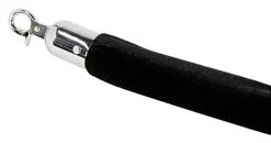 6.5' Velvet Stanchion Rope With Chrome Clasps - Black