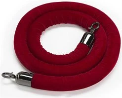 6.5’ Velvet Stanchion Rope With Black Clasps - Red