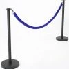 QueuePole Round Set Of (2) 39" Black Stanchion Posts With 6.5' Blue Rope