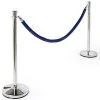 QueuePole Round Set Of (2) 39" Chrome Stanchion Posts With 6.5' Blue Rope