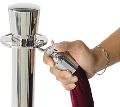 QueuePole Round Set Of (2) 39" Chrome Stanchion Posts With 6.5' Burgundy Rope -Displays2go Shop rpstlpchmr.ra1 preview