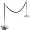 QueuePole Round Set Of (2) 39" Chrome Stanchion Posts With 6.5' Burgundy Rope
