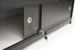 48" Retail Display Case W/Cabinet, LED Side Lights, Slide Doors, Unassembled - Black -Displays2go Shop sctct48ldb.ra3 preview