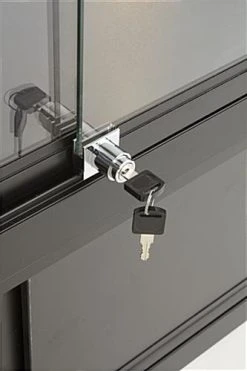 48" Retail Display Case W/Cabinet, LED Side Lights, Slide Doors, Unassembled - Black -Displays2go Shop sctct48ldb.ra4 preview