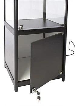 20" Display Case W/ LED Lights, Glass Shelves, Locking Hinged Door - Black -Displays2go Shop sctld2078.ra6 1 preview