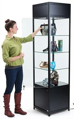 20" Display Case W/ LED Lights, Glass Shelves, Locking Hinged Door - Black -Displays2go Shop sctld2078.ra6 3 preview