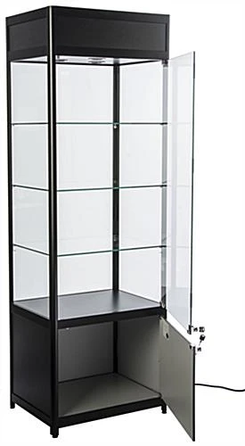 24" Display Case w/LED Lighting, Adjustable Shelves, Locking Hinged Door - Black 24" Display Case W/LED Lighting, Adjustable Shelves, Locking Hinged Door - Black -Displays2go Shop sctwrld24.ra2 preview
