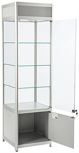 24" Display Case w/ LED Lights, Adjustable Shelves, Locking Hinged Door - Silver 24" Display Case W/ LED Lights, Adjustable Shelves, Locking Hinged Door - Silver -Displays2go Shop sctwrld2s.ra2 preview