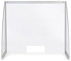 Countertop Sneeze Shield W/ Transaction Slot, Acrylic & Aluminum - Clear -Displays2go Shop smsal39.ra2 preview