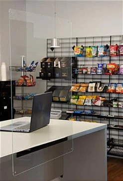 Sneeze Shield, Hanging Or Countertop, Acrylic, Single Panel - Clear -Displays2go Shop smsdabvm1.ra3 preview