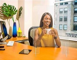 Countertop Sneeze Shield, Polycarbonate, Vertical Orientation - Clear -Displays2go Shop smsdascb.ra4 preview