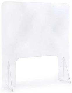 Countertop Sneeze Shield W/ Large Pass-Through, Acrylic, Single Panel - Clear
