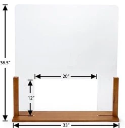 33" W X 36" H Wood And Acrylic Sneeze Guard W/ Passthrough - Oak -Displays2go Shop smsdawblo.ra2 preview