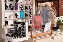 33" W X 36" H Wood And Acrylic Sneeze Guard W/ Passthrough - Oak -Displays2go Shop smsdawblo.ra4 preview