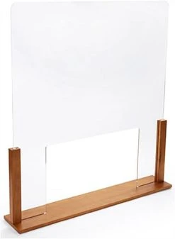 33" W X 36" H Wood And Acrylic Sneeze Guard W/ Passthrough - Oak