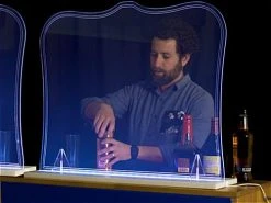 32" X 27" Acrylic Barrier W/ Color Changing LED Lights, Countertop Design - Clear -Displays2go Shop smsdledab1.ra9 preview