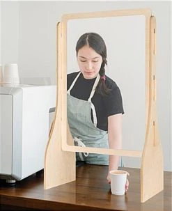 Countertop Sneeze Shield, Plywood With Polyester Window - Maple -Displays2go Shop smsdwcbc1.ra5 preview