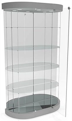 44" Glass Display Case W/ Top Lights, Wheels, Adjustable Shelves, Locking - Silver -Displays2go Shop so209msv.ra3 preview