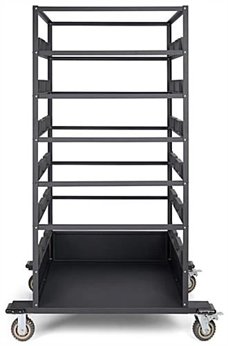 Stanchion Cart for 18 Posts with Locking Casters, Bumpers, Padding - Black Stanchion Cart For 18 Posts With Locking Casters, Bumpers, Padding - Black -Displays2go Shop stct18.ra3 preview