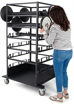 Stanchion Cart For 18 Posts With Locking Casters, Bumpers, Padding - Black 5 Stanchion Cart For 18 Posts With Locking Casters, Bumpers, Padding - Black -Displays2go Shop stct18.ra5 preview