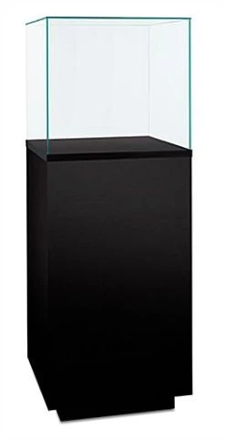 20" Airtight Pedestal Display Case With Locking Lift-Off Top, Ships Assembled - Black