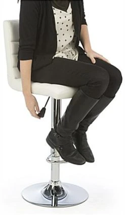 Pub Table Set With 1 Round Cocktail Table, 2 Adjustable Leatherette Stools - White -Displays2go Shop tsfurnk9.ra4 preview