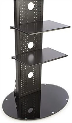 TV Stand For Floor Fits Monitors 37 To 70-In, Metal Shelves, Tilting Bracket - Black -Displays2go Shop tvs63blk.ra2 preview
