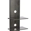 TV Stand For Floor Fits Monitors 37 To 70-In, Metal Shelves, Tilting Bracket - Black